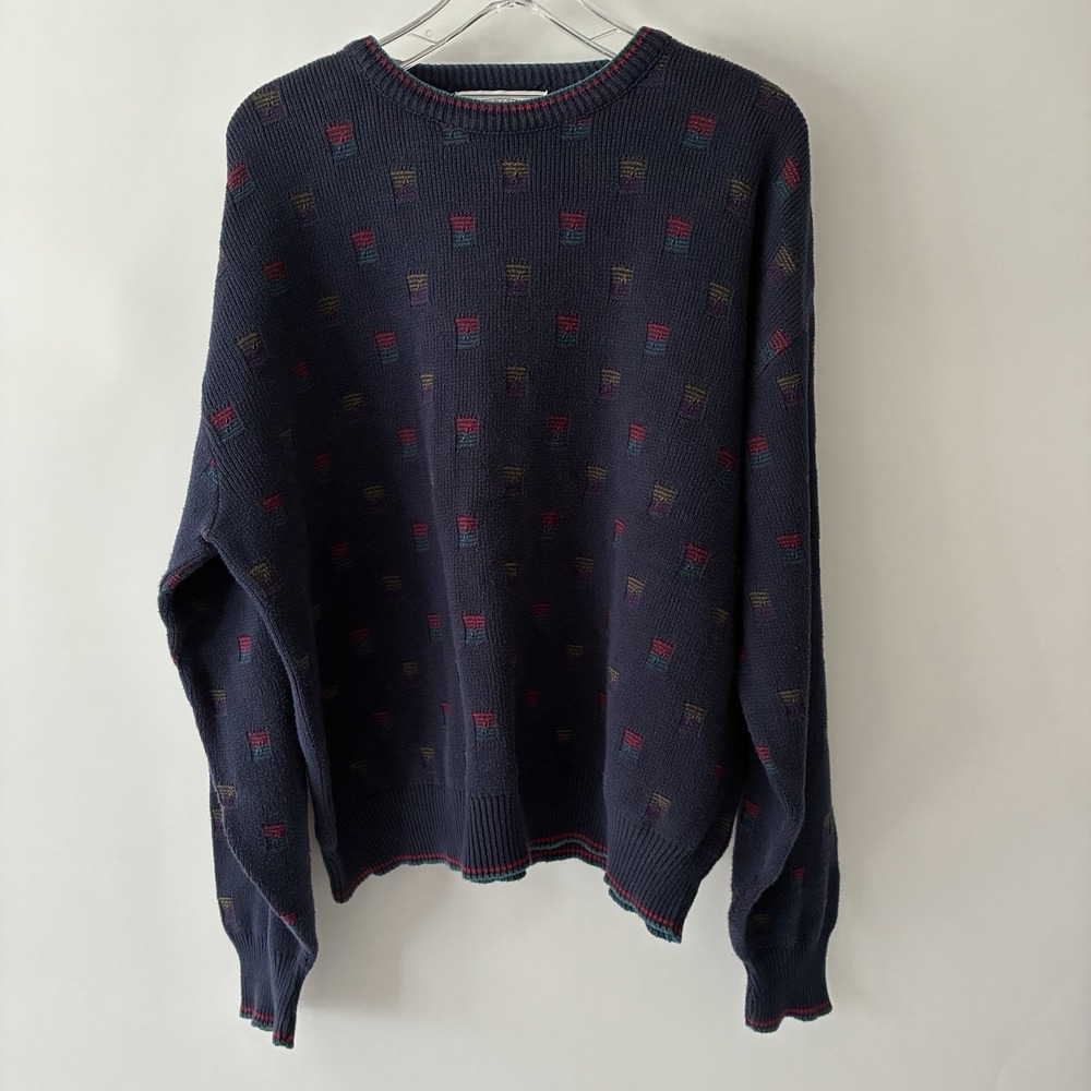 Vintage Pinnacle Collection Mens XL Navy Blue Sweater USA Grandpacore Retro Golf